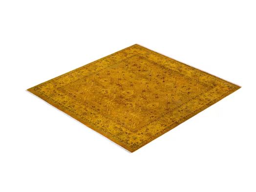 Overdyed Yellow 6 ft. 2 in. x 6 ft. 5 in. Wool Indoor Area Rug