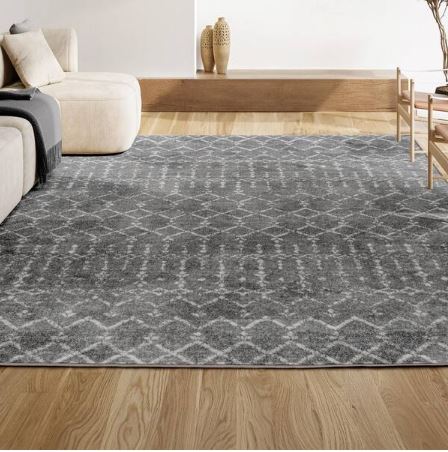 Moroccan HYPE Boho Vintage Diamond Gray/Ivory 12 ft. x 15 ft. Area Rug