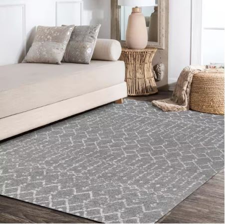 Moroccan HYPE Boho Vintage Diamond Gray/Ivory 12 ft. x 15 ft. Area Rug