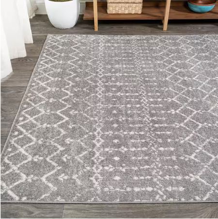 Moroccan HYPE Boho Vintage Diamond Gray/Ivory 12 ft. x 15 ft. Area Rug