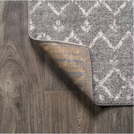 Moroccan HYPE Boho Vintage Diamond Gray/Ivory 12 ft. x 15 ft. Area Rug