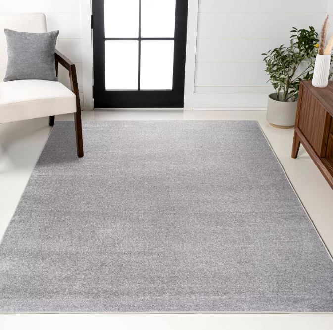 JONATHAN Y Haze Solid Low-Pile Light Gray 12 ft. x 15 ft. Area Rug, Non-Shedding, Easy-Clean, Durable Synthetic Fibers