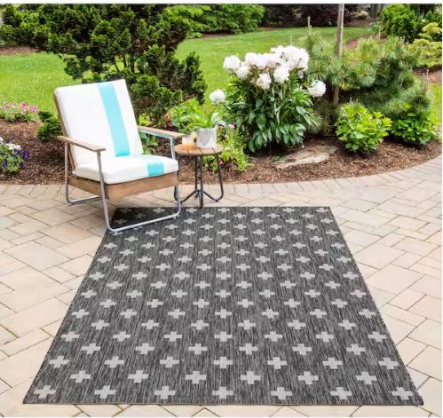 Umbria Charcoal 9 ft. 3 in. x 12 ft. 6 in. Indoor/Outdoor Area Rug