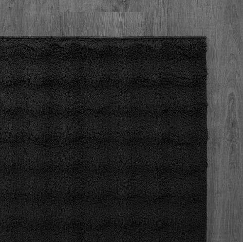 Aurora 8 ft. x 10 ft. Black Non-Slip Rubber Back Washable Polyester Checker Indoor Area Rug