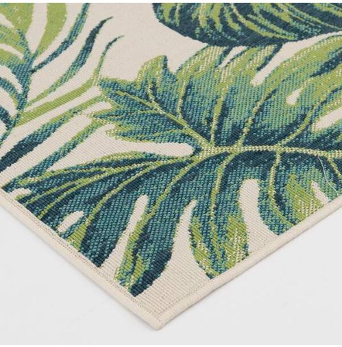 Shop Labor Day Sale ❯ Backyard Bungalow Ivory/Multi 7 ft. 7 in. x 10 ft. Green Leaf Tropics Polypropylene Indoor/Outdoor Area Rug