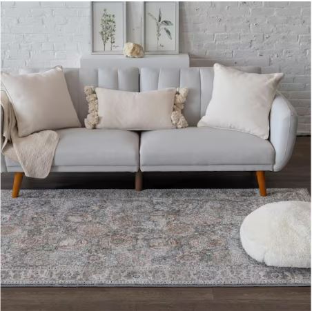 Reynell Light Blue 6 ft. x 9 ft. ft. Floral Traditional Area Rug