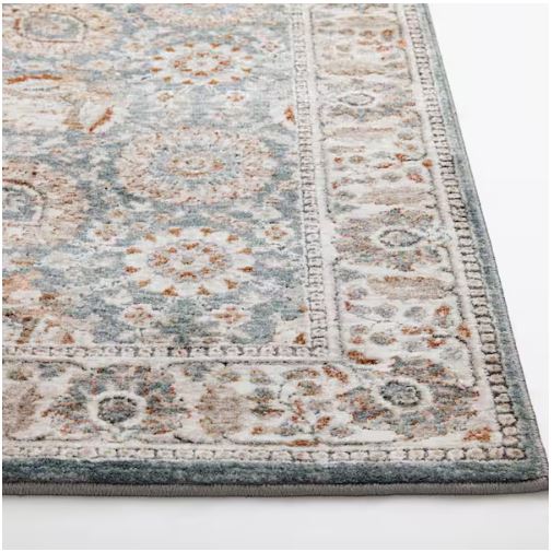 Reynell Light Blue 6 ft. x 9 ft. ft. Floral Traditional Area Rug
