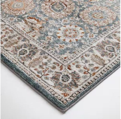 Reynell Light Blue 6 ft. x 9 ft. ft. Floral Traditional Area Rug