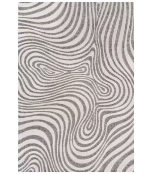 Maribo High-Low Abstract Groovy Striped Gray/Ivory 8 ft. x 10 ft. Indoor/Outdoor Area Rug