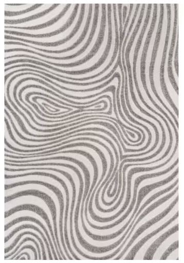 Maribo High-Low Abstract Groovy Striped Gray/Ivory 8 ft. x 10 ft. Indoor/Outdoor Area Rug