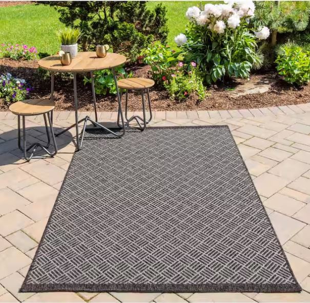 Como Charcoal 9 ft. 10 in. X 13 ft. 2 in. Indoor/Outdoor Area Rug