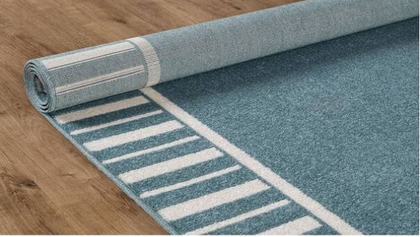 Edge Teal 8 ft. x 10 ft. Rubber Back Washable Geometric Border Indoor Outdoor Patio Area Rug