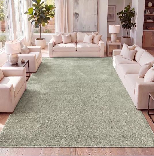 JONATHAN Y Haze Solid Low-Pile Green 8 ft. x 10 ft. Area Rug, Non-Shedding, Easy-Clean, Durable Synthetic Fibers