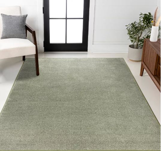 JONATHAN Y Haze Solid Low-Pile Green 8 ft. x 10 ft. Area Rug, Non-Shedding, Easy-Clean, Durable Synthetic Fibers