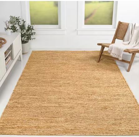 Griffin Rustic Farmhouse Woven Jute Solid Natural 4 ft. x 6 ft. Area Rug