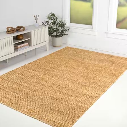 Griffin Rustic Farmhouse Woven Jute Solid Natural 4 ft. x 6 ft. Area Rug