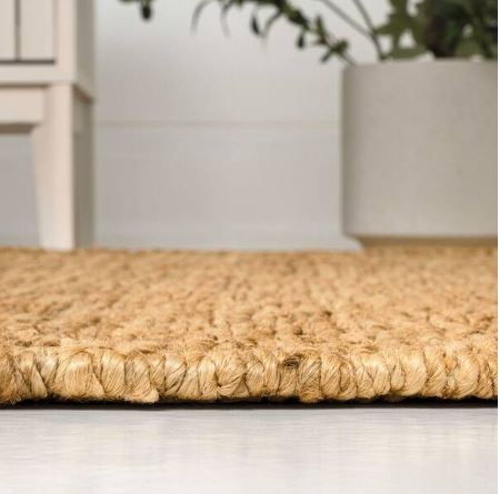 Griffin Rustic Farmhouse Woven Jute Solid Natural 4 ft. x 6 ft. Area Rug