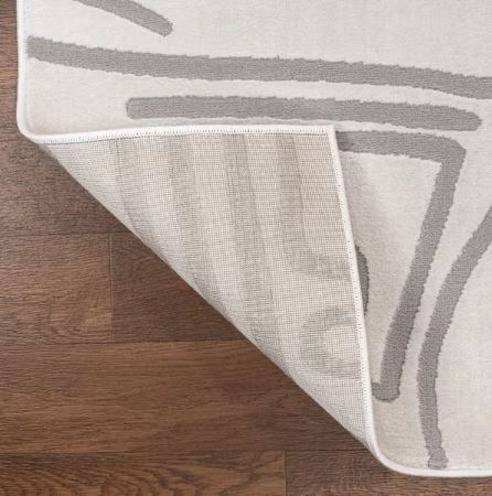 Alcina Modern Scandinavian Graphic Lines High-Low White/Light Gray 5 ft. x 8 ft. Area Rug