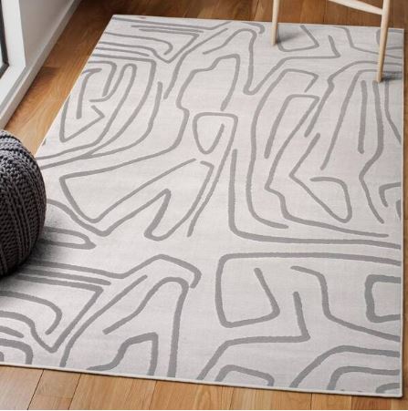 Alcina Modern Scandinavian Graphic Lines High-Low White/Light Gray 5 ft. x 8 ft. Area Rug