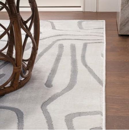 Alcina Modern Scandinavian Graphic Lines High-Low White/Light Gray 5 ft. x 8 ft. Area Rug