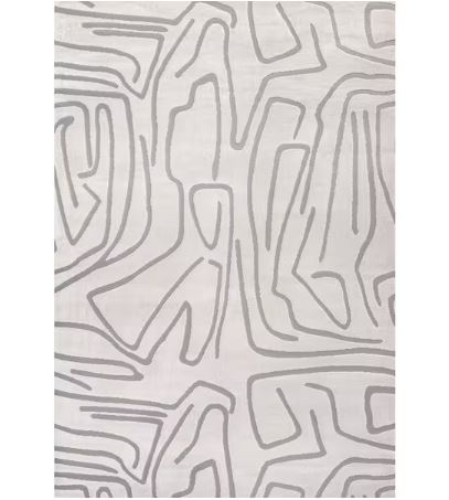 Alcina Modern Scandinavian Graphic Lines High-Low White/Light Gray 5 ft. x 8 ft. Area Rug