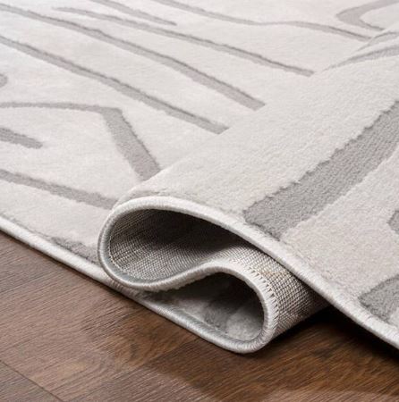 Alcina Modern Scandinavian Graphic Lines High-Low White/Light Gray 5 ft. x 8 ft. Area Rug