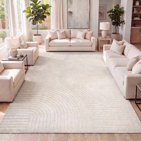 JONATHAN Y Hallie High-Low Minimalist Curve Geometric Ivory/Cream 5 ft. x 8 ft. Indoor/Outdoor Area Rug, Non-Shedding, Easy-Clean  3.55 out of 5 stars 24