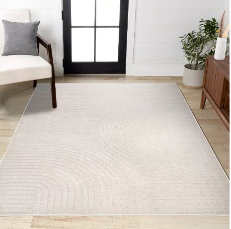 JONATHAN Y Hallie High-Low Minimalist Curve Geometric Ivory/Cream 5 ft. x 8 ft. Indoor/Outdoor Area Rug, Non-Shedding, Easy-Clean  3.55 out of 5 stars 24
