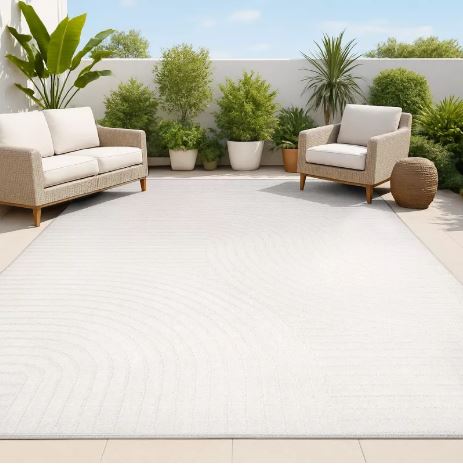JONATHAN Y Hallie High-Low Minimalist Curve Geometric Ivory/Cream 5 ft. x 8 ft. Indoor/Outdoor Area Rug, Non-Shedding, Easy-Clean  3.55 out of 5 stars 24