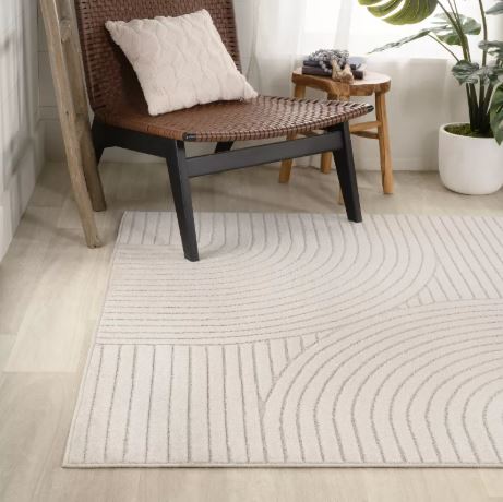 JONATHAN Y Hallie High-Low Minimalist Curve Geometric Ivory/Cream 5 ft. x 8 ft. Indoor/Outdoor Area Rug, Non-Shedding, Easy-Clean  3.55 out of 5 stars 24