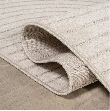 JONATHAN Y Hallie High-Low Minimalist Curve Geometric Ivory/Cream 5 ft. x 8 ft. Indoor/Outdoor Area Rug, Non-Shedding, Easy-Clean  3.55 out of 5 stars 24