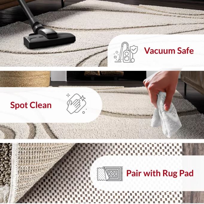 Nuloom Carolyn Modern Shag Area Rug, 6' 7" x 9', Cream