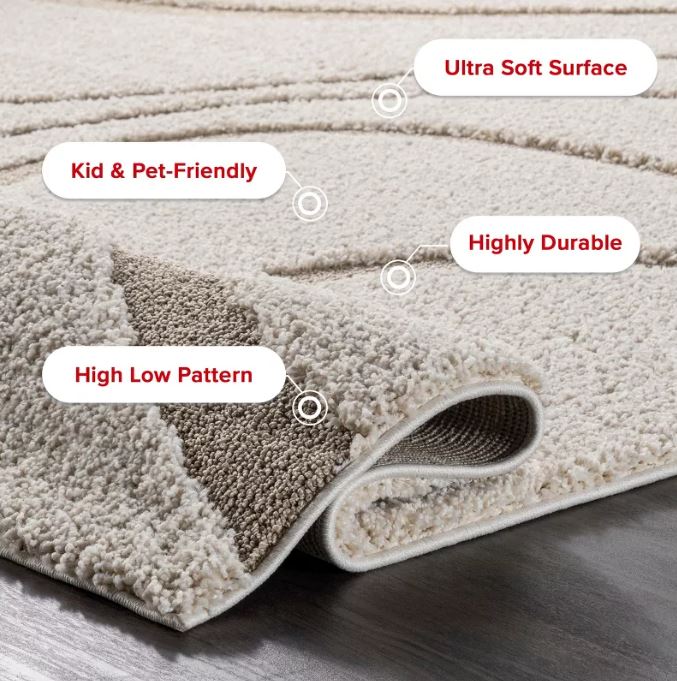 Nuloom Carolyn Modern Shag Area Rug, 6' 7" x 9', Cream