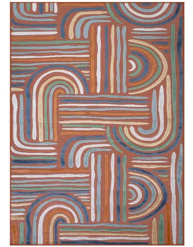 Arcadia Orange 6 ft. x 9 ft. Washable Abstract Indoor Outdoor Area Rug