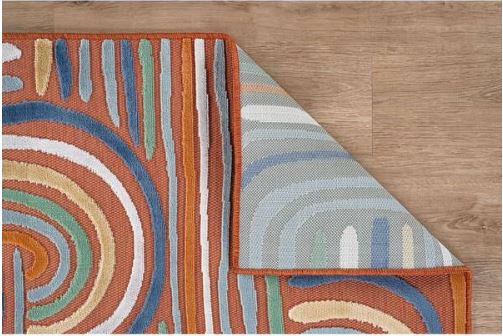 Arcadia Orange 6 ft. x 9 ft. Washable Abstract Indoor Outdoor Area Rug