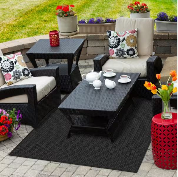 Recycled Onyx 5 ft. x 6.6 ft. Fiber and Rubber Non-Slip Indoor Outdoor Commercial Utility Floor Mat