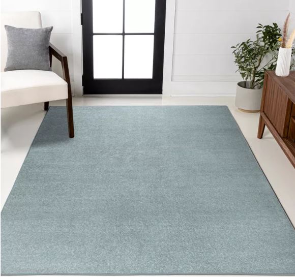 JONATHAN Y Haze Solid Low-Pile Aqua Blue 4 ft. x 6 ft. Area Rug, Non-Shedding, Easy-Clean, Durable Synthetic Fibers