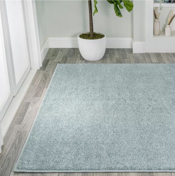 JONATHAN Y Haze Solid Low-Pile Aqua Blue 4 ft. x 6 ft. Area Rug, Non-Shedding, Easy-Clean, Durable Synthetic Fibers