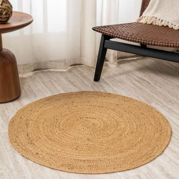 Soleil Round Natural Jute Braided Circle Natural 7' Round Area Rug