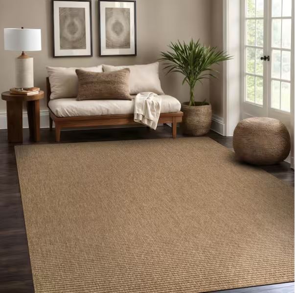 Terra Fiber Easy Jute Natural 8 ft. x 10 ft. Solid Indoor Outdoor Area Rug