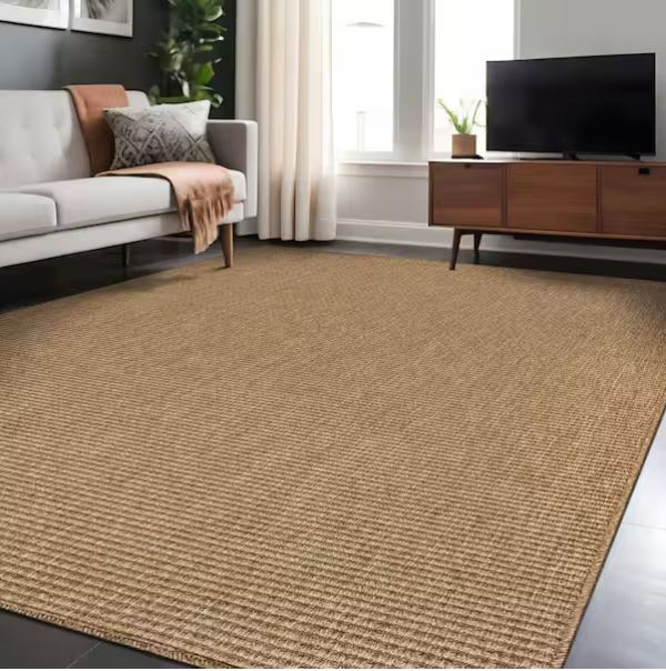 Terra Fiber Easy Jute Natural 8 ft. x 10 ft. Solid Indoor Outdoor Area Rug