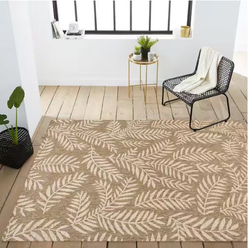 Nevis Palm Frond Brown/Beige 8 ft. x 10 ft. Indoor/Outdoor Area Rug
