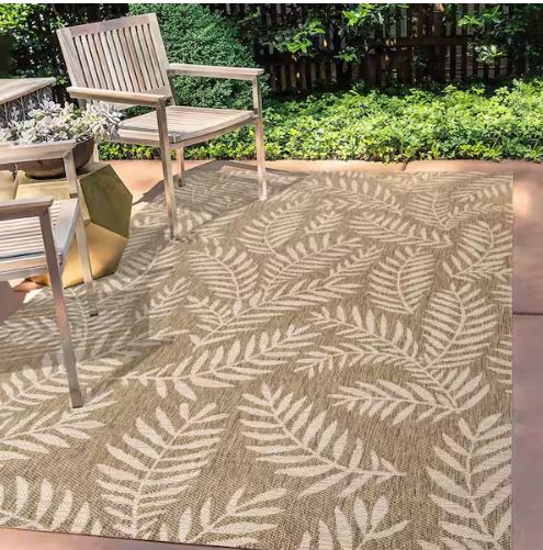 Nevis Palm Frond Brown/Beige 8 ft. x 10 ft. Indoor/Outdoor Area Rug