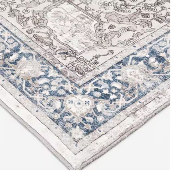 Silky Medallion Multi 5 ft. x 7 ft. Medallion Polyester Area Rug