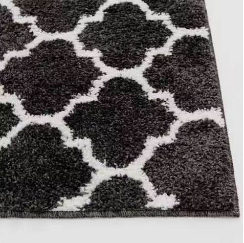 Seyward 8 ft. x 10 ft. Grey Trellis Shag Area Rug