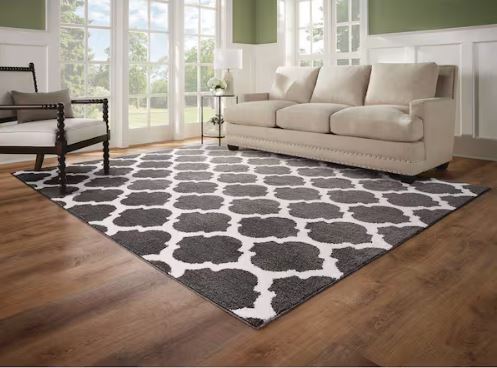 Seyward 8 ft. x 10 ft. Grey Trellis Shag Area Rug