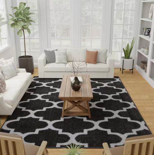Seyward 8 ft. x 10 ft. Grey Trellis Shag Area Rug