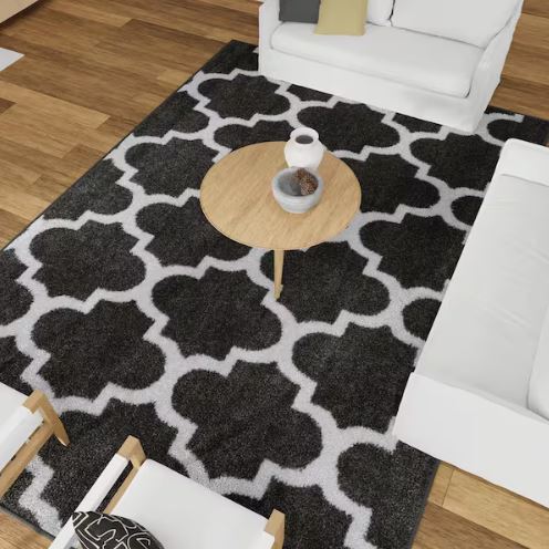 Seyward 8 ft. x 10 ft. Grey Trellis Shag Area Rug