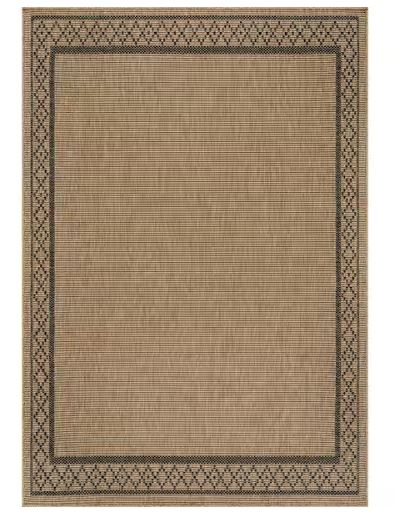 Haven 4 ft. x 6 ft. Natural Border Diamond Washable Easy Jute Modern Indoor Outdoor Area Rug