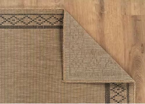 Haven 4 ft. x 6 ft. Natural Border Diamond Washable Easy Jute Modern Indoor Outdoor Area Rug